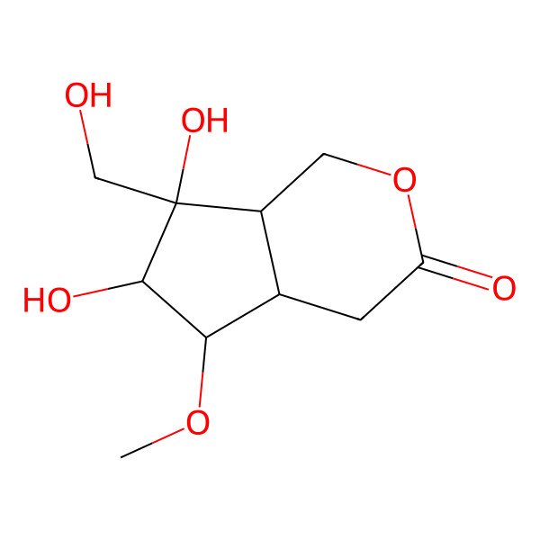 2D Structure of 6,7-Dihydroxy-7-(hydroxymethyl)-5-methoxy-1,4,4a,5,6,7a-hexahydrocyclopenta[c]pyran-3-one
