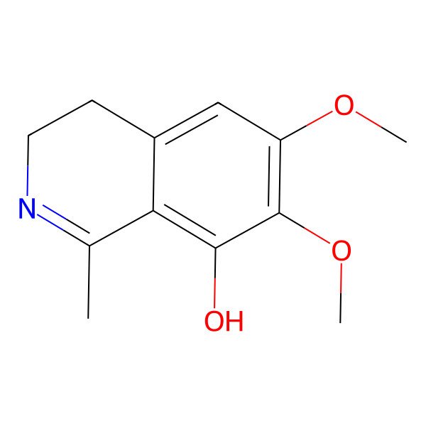 2D Structure of 6,7-Dimethoxy-1-methyl-3,4-dihydroisoquinolin-8-ol