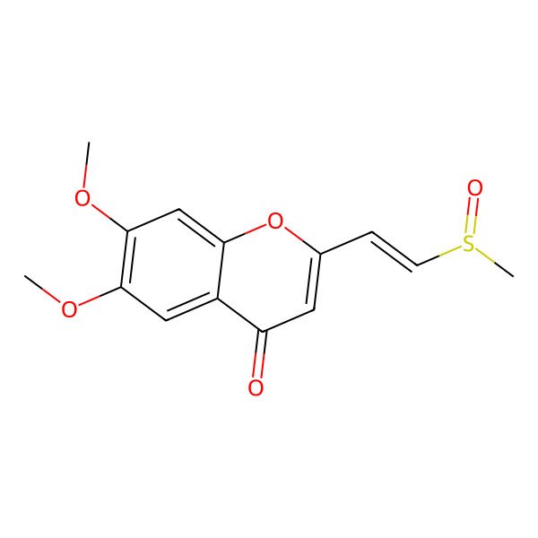 2D Structure of 6,7-dimethoxy-2-[(E)-2-methylsulfinylethenyl]chromen-4-one