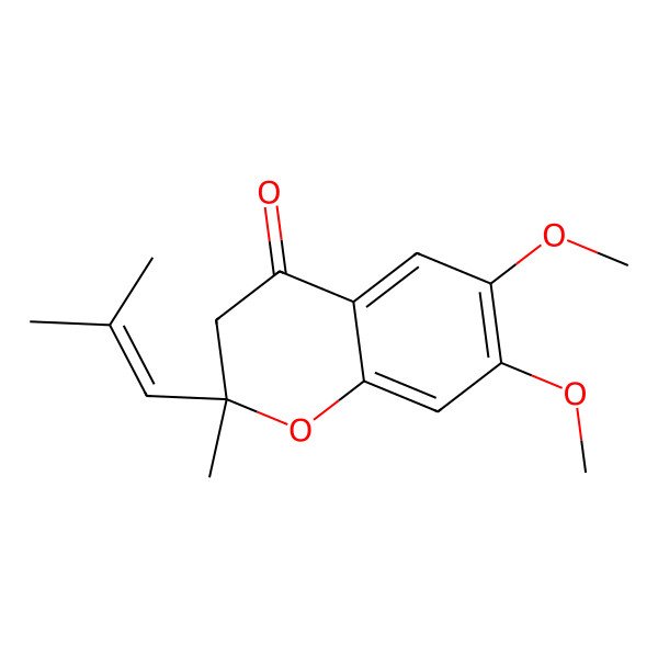 2D Structure of 6,7-dimethoxy-2-methyl-2-(2-methylprop-1-enyl)-3H-chromen-4-one