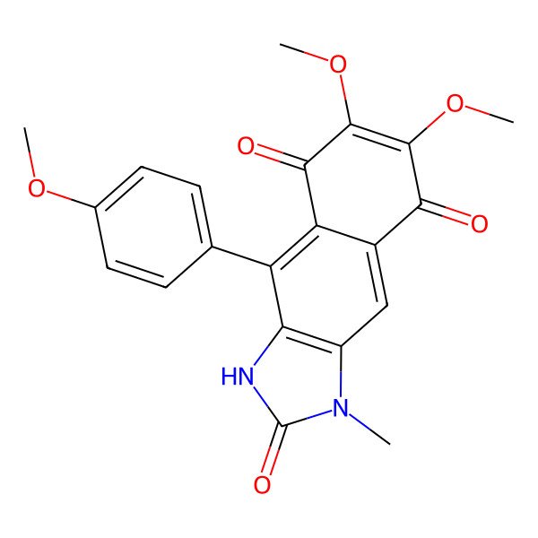 2D Structure of 6,7-dimethoxy-4-(4-methoxyphenyl)-1-methyl-3H-benzo[f]benzimidazole-2,5,8-trione