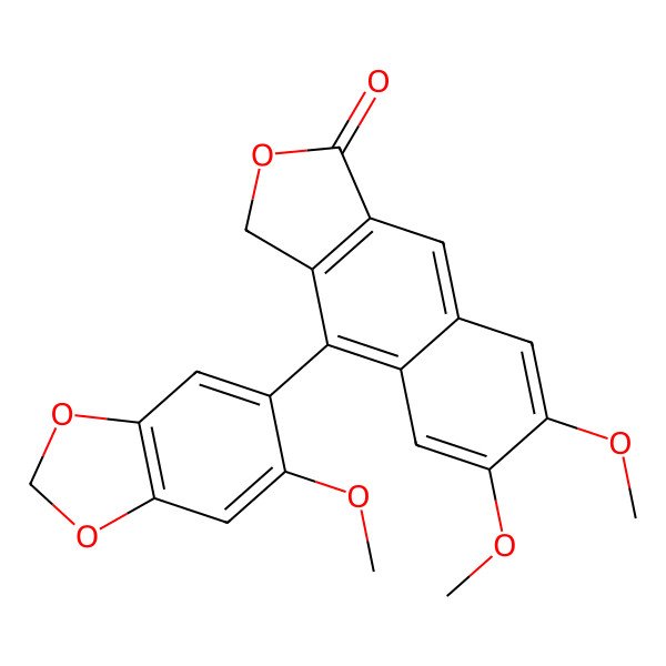 2D Structure of 6,7-dimethoxy-4-(6-methoxy-1,3-benzodioxol-5-yl)-3H-benzo[f][2]benzofuran-1-one