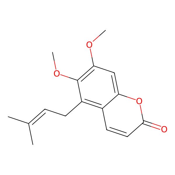 2D Structure of 6,7-dimethoxy-5-(3-methylbut-2-en-1-yl)-2H-chromen-2-one