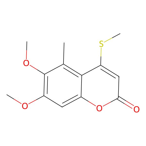 2D Structure of 6,7-Dimethoxy-5-methyl-4-methylsulfanylchromen-2-one