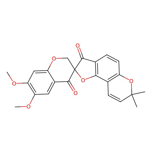 2D Structure of 6,7-dimethoxy-7',7'-dimethylspiro[2H-chromene-3,2'-furo[2,3-f]chromene]-3',4-dione