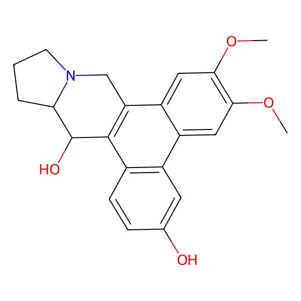 2D Structure of 6,7-Dimethoxy-9,11,12,13,13a,14-hexahydrophenanthro[9,10-f]indolizine-3,14-diol