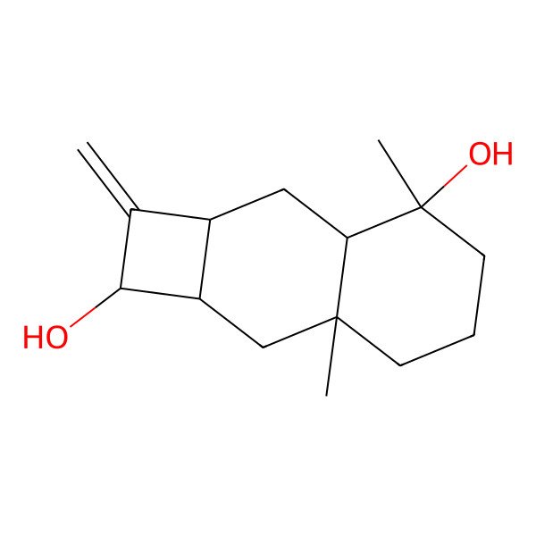 2D Structure of (1R,2aR,3aR,4R,7aR,8aS)-4,7a-dimethyl-2-methylidene-2a,3,3a,5,6,7,8,8a-octahydro-1H-cyclobuta[g]naphthalene-1,4-diol