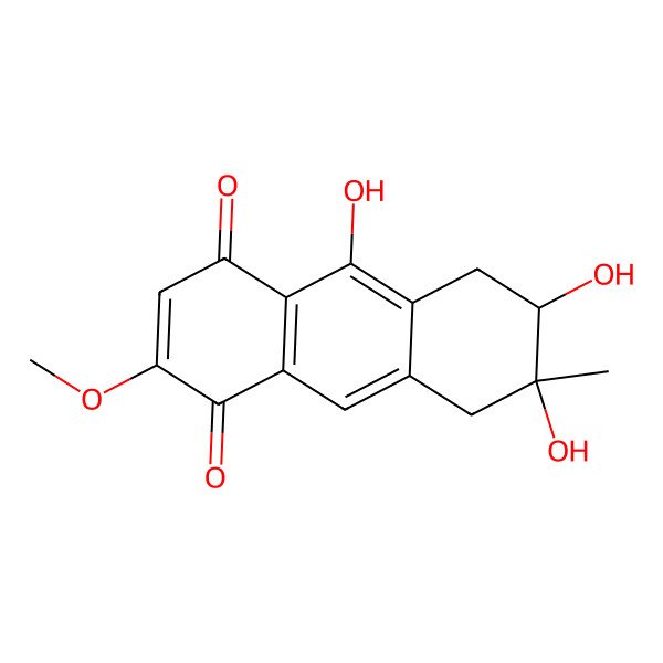 2D Structure of 6,7,10-trihydroxy-2-methoxy-7-methyl-6,8-dihydro-5H-anthracene-1,4-dione