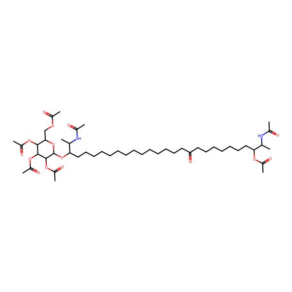 2D Structure of [(2R,3S,4S,5R,6R)-3,4,5-triacetyloxy-6-[(2R,3R,26R,27R)-2,27-diacetamido-26-acetyloxy-18-oxooctacosan-3-yl]oxyoxan-2-yl]methyl acetate