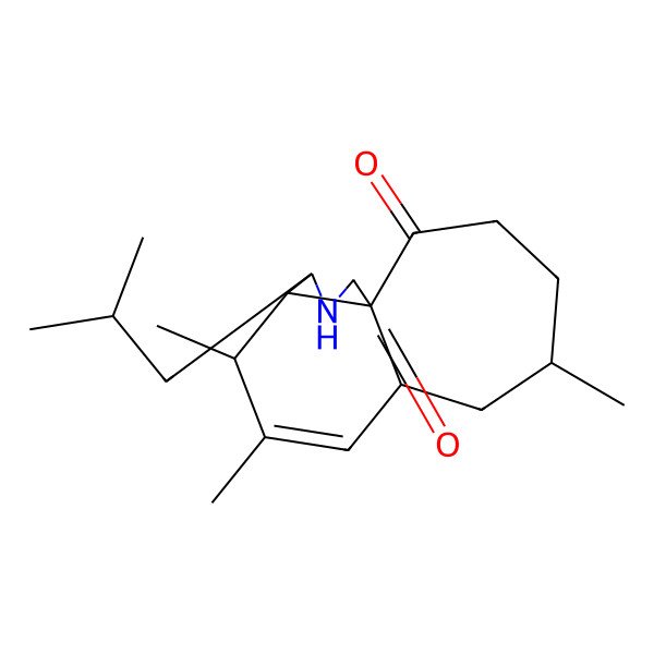 2D Structure of 6,7,11-Trimethyl-4-(2-methylpropyl)-3-azatricyclo[7.5.0.01,5]tetradec-7-ene-2,14-dione