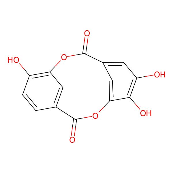 2D Structure of 6,7,14-Trihydroxy-2,9-dioxatricyclo[9.3.1.14,8]hexadeca-1(15),4,6,8(16),11,13-hexaene-3,10-dione