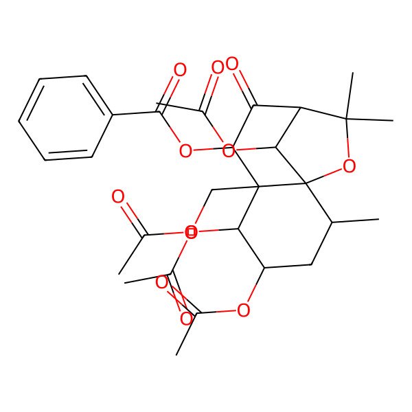2D Structure of [(1S,2R,4S,5R,6S,7S,9R,12R)-4,5,12-triacetyloxy-6-(acetyloxymethyl)-2,10,10-trimethyl-8-oxo-11-oxatricyclo[7.2.1.01,6]dodecan-7-yl] benzoate