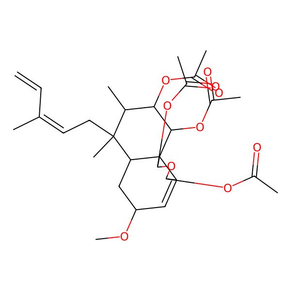 2D Structure of [(1S,3R,5R,6aS,7S,8S,9R,10R,10aS)-1,3,10-triacetyloxy-5-methoxy-7,8-dimethyl-7-[(2E)-3-methylpenta-2,4-dienyl]-1,3,5,6,6a,8,9,10-octahydrobenzo[d][2]benzofuran-9-yl] acetate