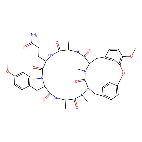 2D Structure of 3-[24-Methoxy-10-[(4-methoxyphenyl)methyl]-4,9,13,15,29-pentamethyl-2,5,8,11,14,30-hexaoxo-22-oxa-3,6,9,12,15,29-hexazatetracyclo[14.12.2.218,21.123,27]tritriaconta-18,20,23,25,27(31),32-hexaen-7-yl]propanamide
