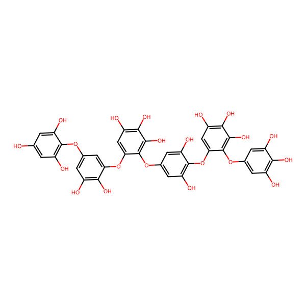 2D Structure of 5-[2,3-Dihydroxy-5-(2,4,6-trihydroxyphenoxy)phenoxy]-4-[3,5-dihydroxy-4-[3,4,5-trihydroxy-2-(3,4,5-trihydroxyphenoxy)phenoxy]phenoxy]benzene-1,2,3-triol