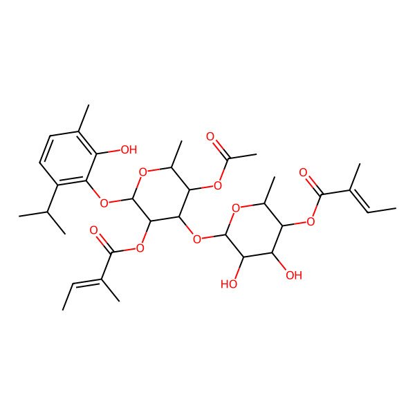 2D Structure of [(2R,3R,4R,5R,6S)-6-[(2S,3R,4S,5S,6R)-5-acetyloxy-2-(2-hydroxy-3-methyl-6-propan-2-ylphenoxy)-6-methyl-3-[(Z)-2-methylbut-2-enoyl]oxyoxan-4-yl]oxy-4,5-dihydroxy-2-methyloxan-3-yl] (Z)-2-methylbut-2-enoate