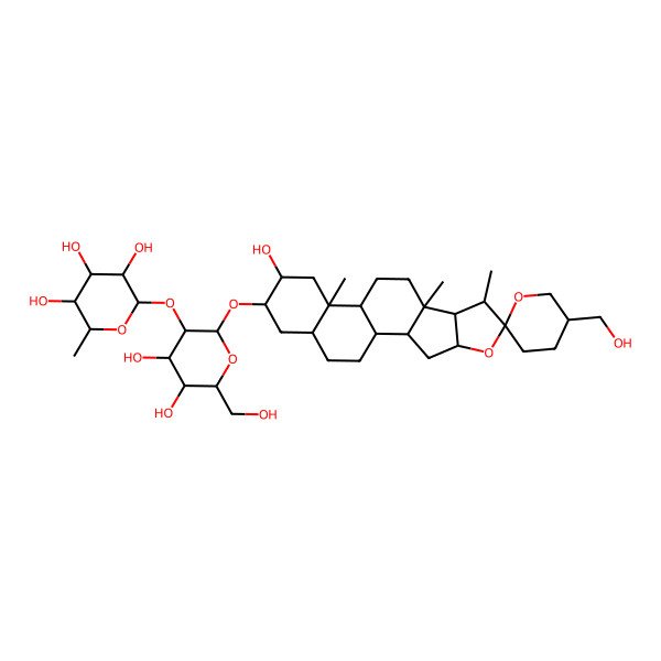 2D Structure of (2alpha,3beta,5alpha,25S)-2,27-Dihydroxyspirostan-3-yl 2-O-(6-deoxy-alpha-L-mannopyranosyl)-beta-D-glucopyranoside