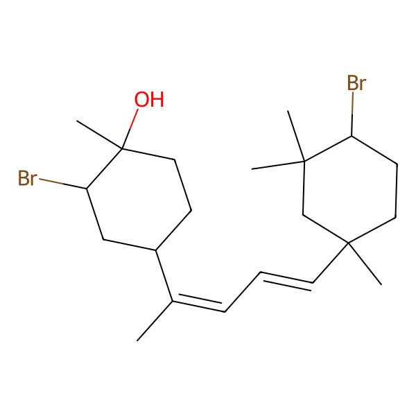 2D Structure of (1S,2R,4R)-2-bromo-4-[(2E,4E)-5-[(1R,4R)-4-bromo-1,3,3-trimethylcyclohexyl]penta-2,4-dien-2-yl]-1-methylcyclohexan-1-ol