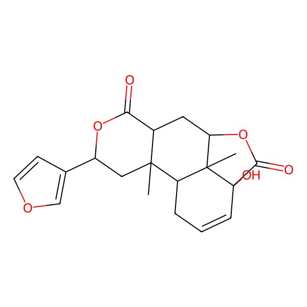 2D Structure of 4-(Furan-3-yl)-12-hydroxy-2,16-dimethyl-5,10-dioxatetracyclo[7.6.1.02,7.012,16]hexadec-13-ene-6,11-dione