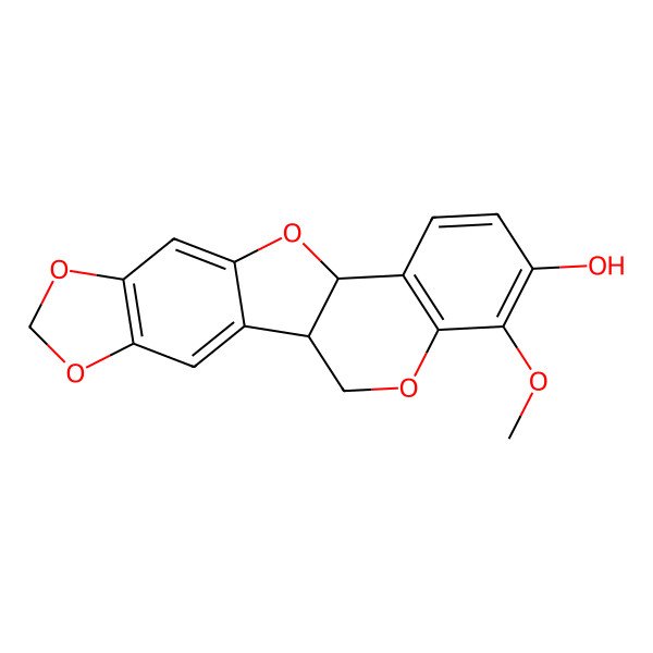 2D Structure of (1S,12S)-17-methoxy-5,7,11,19-tetraoxapentacyclo[10.8.0.02,10.04,8.013,18]icosa-2,4(8),9,13(18),14,16-hexaen-16-ol