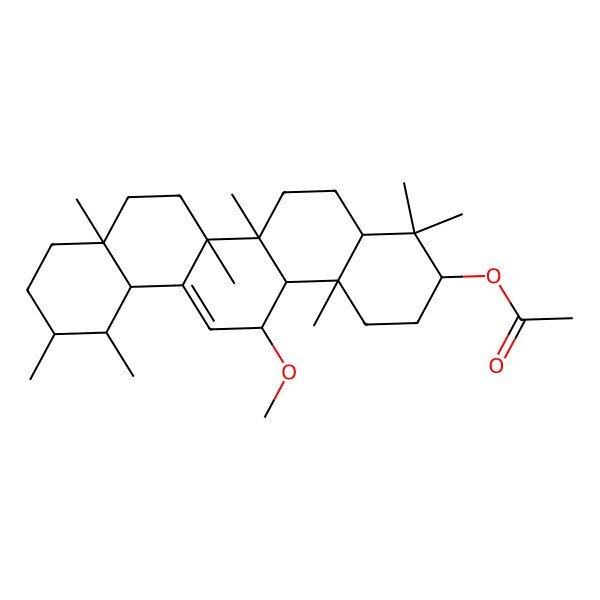 2D Structure of (14-methoxy-4,4,6a,6b,8a,11,12,14b-octamethyl-2,3,4a,5,6,7,8,9,10,11,12,12a,14,14a-tetradecahydro-1H-picen-3-yl) acetate 2D Structure of (14-methoxy-4,4,6a,6b,8a,11,12,14b-octamethyl-2,3,4a,5,6,7,8,9,10,11,12,12a,14,14a-tetradecahydro-1H-picen-3-yl) acetate