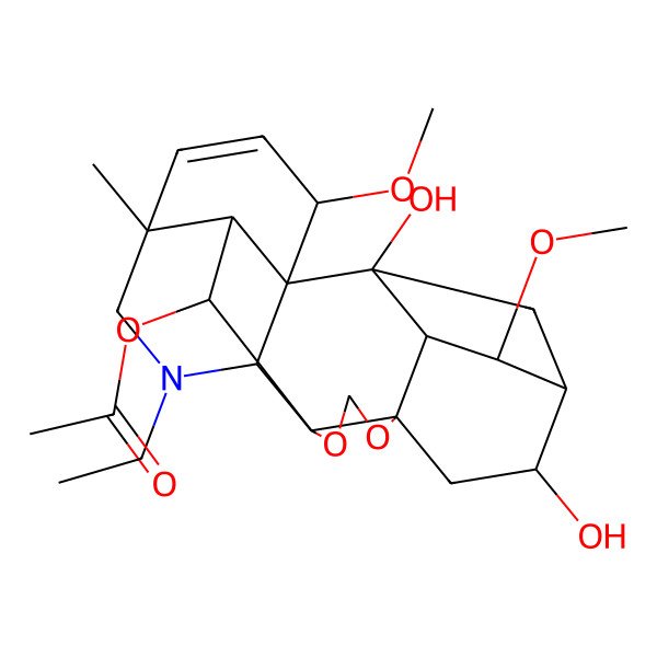 2D Structure of [(1R,2S,3S,4S,5R,6S,8R,12S,13S,16R,19S,20R,21S)-14-ethyl-2,6-dihydroxy-4,19-dimethoxy-16-methyl-9,11-dioxa-14-azaheptacyclo[10.7.2.12,5.01,13.03,8.08,12.016,20]docos-17-en-21-yl] acetate