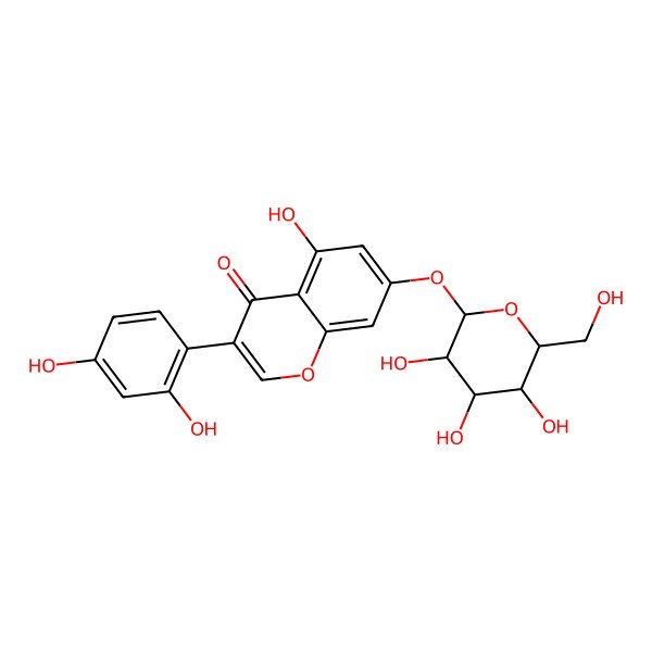 2D Structure of 3-(2,4-dihydroxyphenyl)-5-hydroxy-7-[(2R,3R,4S,5S,6R)-3,4,5-trihydroxy-6-(hydroxymethyl)oxan-2-yl]oxychromen-4-one