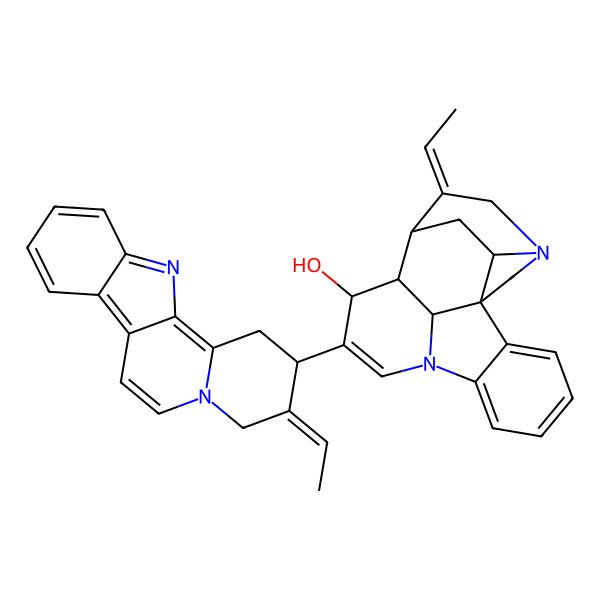 2D Structure of (1R,11S,12R,13R,14E,19S,21S)-14-ethylidene-10-[(2S,3E)-3-ethylidene-2,4-dihydro-1H-indolo[2,3-a]quinolizin-2-yl]-8,16-diazahexacyclo[11.5.2.11,8.02,7.016,19.012,21]henicosa-2,4,6,9-tetraen-11-ol