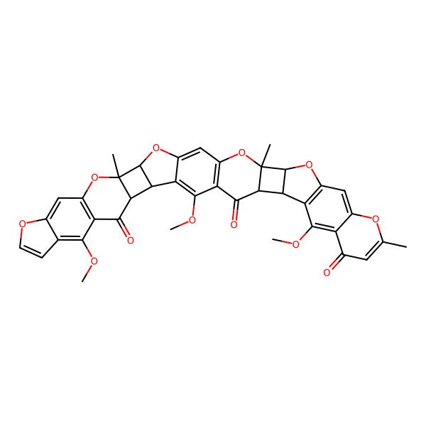2D Structure of (4S,5S,17S,18R,24S,25R,37S,38S)-2,8,35-trimethoxy-17,24,31-trimethyl-12,16,19,23,26,30-hexaoxaundecacyclo[20.17.0.03,20.04,18.05,17.07,15.09,13.024,38.025,37.027,36.029,34]nonatriaconta-1(22),2,7(15),8,10,13,20,27(36),28,31,34-undecaene-6,33,39-trione