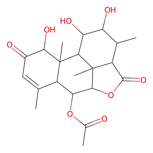 2D Structure of [(1S,2R,3S,7S,8R,9S,12S,13R,14R,15R,16R)-3,14,15-trihydroxy-2,6,13,16-tetramethyl-4,11-dioxo-10-oxatetracyclo[7.6.1.02,7.012,16]hexadec-5-en-8-yl] acetate