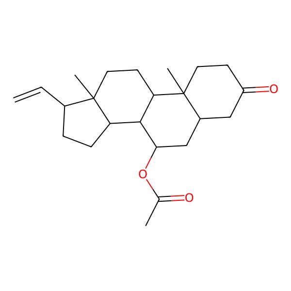 2D Structure of [(5S,7S,8R,9S,10S,13R,14S,17R)-17-ethenyl-10,13-dimethyl-3-oxo-1,2,4,5,6,7,8,9,11,12,14,15,16,17-tetradecahydrocyclopenta[a]phenanthren-7-yl] acetate
