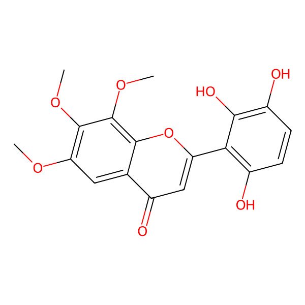 2D Structure of 6,7,8-Trimethoxy-2-(2,3,6-trihydroxyphenyl)chromen-4-one 2D Structure of 6,7,8-Trimethoxy-2-(2,3,6-trihydroxyphenyl)chromen-4-one