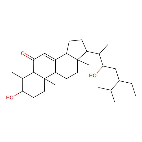 2D Structure of 17-(5-Ethyl-3-hydroxy-6-methylheptan-2-yl)-3-hydroxy-4,10,13-trimethyl-1,2,3,4,5,9,11,12,14,15,16,17-dodecahydrocyclopenta[a]phenanthren-6-one