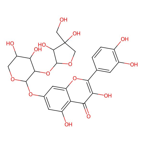 2D Structure of 7-[(2S,3R,4S,5R)-3-[(2S,3R,4R)-3,4-dihydroxy-4-(hydroxymethyl)oxolan-2-yl]oxy-4,5-dihydroxyoxan-2-yl]oxy-2-(3,4-dihydroxyphenyl)-3,5-dihydroxychromen-4-one