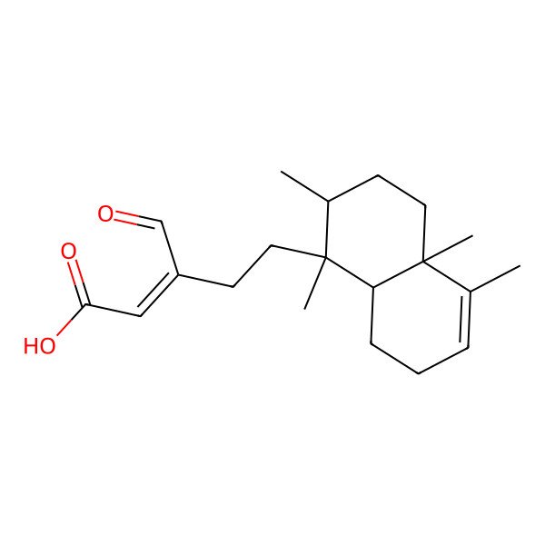 2D Structure of (Z)-5-[(1S,2R,4aR,8aR)-1,2,4a,5-tetramethyl-2,3,4,7,8,8a-hexahydronaphthalen-1-yl]-3-formylpent-2-enoic acid