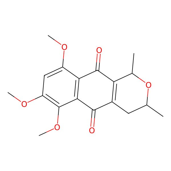 2D Structure of 6,7,9-trimethoxy-1,3-dimethyl-3,4-dihydro-1H-benzo[g]isochromene-5,10-dione