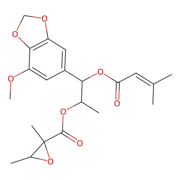 2D Structure of [(1R,2S)-1-(7-methoxy-1,3-benzodioxol-5-yl)-1-(3-methylbut-2-enoyloxy)propan-2-yl] (2R,3R)-2,3-dimethyloxirane-2-carboxylate