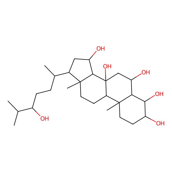 2D Structure of 17-(5-Hydroxy-6-methylheptan-2-yl)-10,13-dimethyl-1,2,3,4,5,6,7,9,11,12,14,15,16,17-tetradecahydrocyclopenta[a]phenanthrene-3,4,6,8,15-pentol