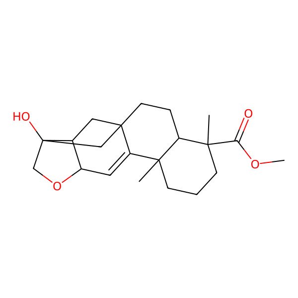 2D Structure of methyl (1S,4S,5R,9R,12S,15R,16S)-15-hydroxy-5,9-dimethyl-13-oxapentacyclo[13.2.1.01,10.04,9.012,16]octadec-10-ene-5-carboxylate