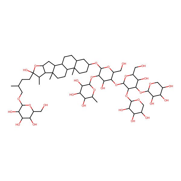 2D Structure of (2S,3R,4R,5R,6S)-2-[(2R,3R,4S,5R,6R)-4-hydroxy-5-[(2S,3R,4S,5R,6R)-5-hydroxy-6-(hydroxymethyl)-3,4-bis[[(2S,3R,4S,5R)-3,4,5-trihydroxyoxan-2-yl]oxy]oxan-2-yl]oxy-6-(hydroxymethyl)-2-[[(1R,2S,4S,6S,7S,8R,9S,12S,13S,16S,18S)-6-hydroxy-7,9,13-trimethyl-6-[(3R)-3-methyl-4-[(2R,3R,4S,5S,6R)-3,4,5-trihydroxy-6-(hydroxymethyl)oxan-2-yl]oxybutyl]-5-oxapentacyclo[10.8.0.02,9.04,8.013,18]icosan-16-yl]oxy]oxan-3-yl]oxy-6-methyloxane-3,4,5-triol