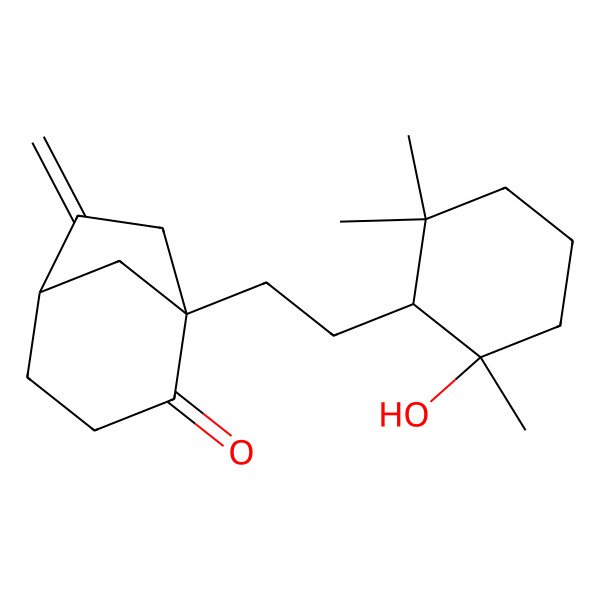 2D Structure of (1S,5R)-1-[2-[(1R,2R)-2-hydroxy-2,6,6-trimethylcyclohexyl]ethyl]-6-methylidenebicyclo[3.2.1]octan-2-one