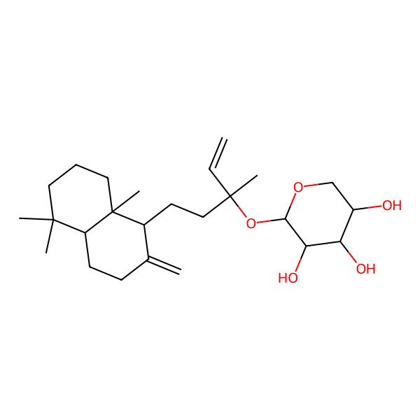 2D Structure of 2-[5-(5,5,8a-trimethyl-2-methylidene-3,4,4a,6,7,8-hexahydro-1H-naphthalen-1-yl)-3-methylpent-1-en-3-yl]oxyoxane-3,4,5-triol