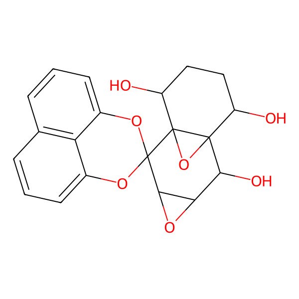 2D Structure of Spiro[2,4-dioxatricyclo[7.3.1.05,13]trideca-1(12),5,7,9(13),10-pentaene-3,6'-4,12-dioxatetracyclo[5.4.1.01,7.03,5]dodecane]-2',8',11'-triol