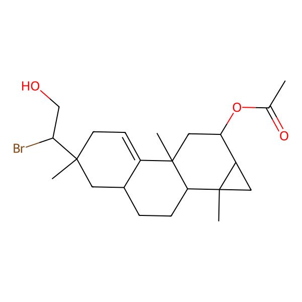 2D Structure of [(1aR,1bR,3aR,5S,7bR,9R,9aR)-5-[(1S)-1-bromo-2-hydroxyethyl]-1a,5,7b-trimethyl-1,1b,2,3,3a,4,6,8,9,9a-decahydrocyclopropa[a]phenanthren-9-yl] acetate