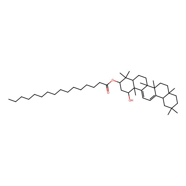 2D Structure of (1-Hydroxy-4,4,6a,6b,8a,11,11,14b-octamethyl-1,2,3,4a,5,6,7,8,9,10,12,12a-dodecahydropicen-3-yl) hexadecanoate