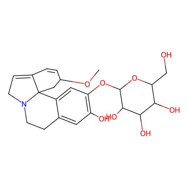 2D Structure of 2-[(11-hydroxy-2-methoxy-2,6,8,9-tetrahydro-1H-indolo[7a,1-a]isoquinolin-12-yl)oxy]-6-(hydroxymethyl)oxane-3,4,5-triol