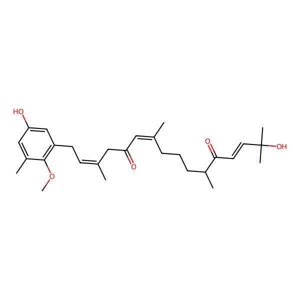 2D Structure of 15-Hydroxy-1-(5-hydroxy-2-methoxy-3-methylphenyl)-3,7,11,15-tetramethylhexadeca-2,6,13-triene-5,12-dione