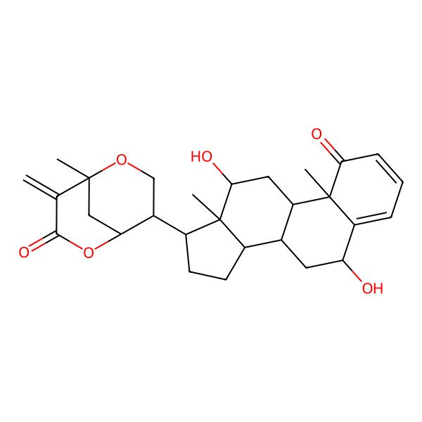 2D Structure of 8-(6,12-Dihydroxy-10,13-dimethyl-1-oxo-6,7,8,9,11,12,14,15,16,17-decahydrocyclopenta[a]phenanthren-17-yl)-5-methyl-4-methylidene-2,6-dioxabicyclo[3.3.1]nonan-3-one