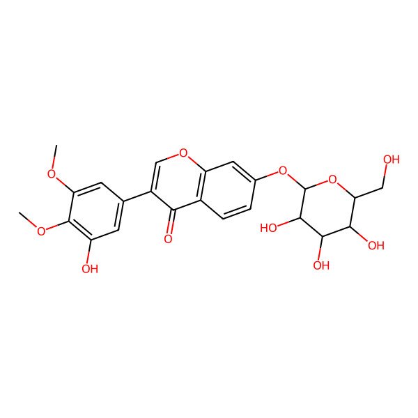 2D Structure of 3-(3-hydroxy-4,5-dimethoxyphenyl)-7-[(2S,3R,4S,5S,6R)-3,4,5-trihydroxy-6-(hydroxymethyl)oxan-2-yl]oxychromen-4-one