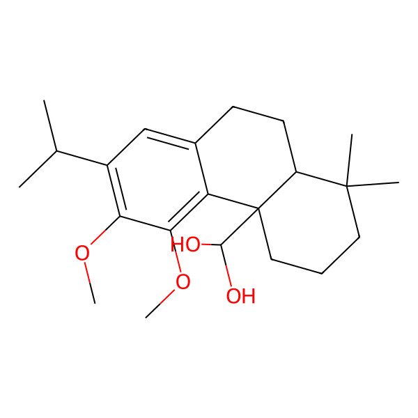 2D Structure of [(4aR)-5,6-dimethoxy-1,1-dimethyl-7-propan-2-yl-2,3,4,9,10,10a-hexahydrophenanthren-4a-yl]methanediol